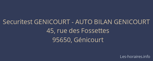 Securitest GENICOURT - AUTO BILAN GENICOURT