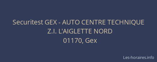 Securitest GEX - AUTO CENTRE TECHNIQUE