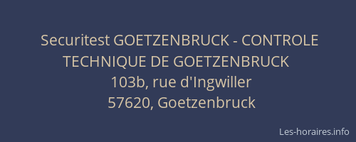 Securitest GOETZENBRUCK - CONTROLE TECHNIQUE DE GOETZENBRUCK