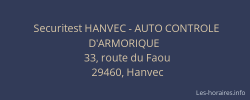 Securitest HANVEC - AUTO CONTROLE D'ARMORIQUE