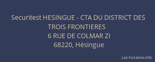 Securitest HESINGUE - CTA DU DISTRICT DES TROIS FRONTIERES