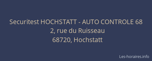 Securitest HOCHSTATT - AUTO CONTROLE 68