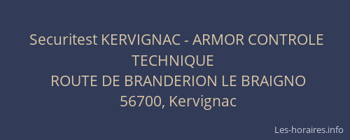 Securitest KERVIGNAC - ARMOR CONTROLE TECHNIQUE