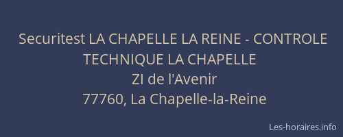 Securitest LA CHAPELLE LA REINE - CONTROLE TECHNIQUE LA CHAPELLE