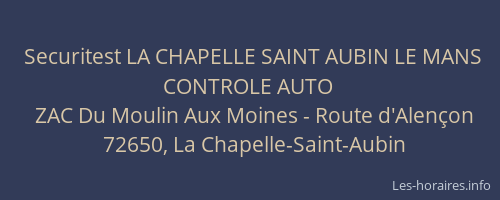 Securitest LA CHAPELLE SAINT AUBIN LE MANS CONTROLE AUTO