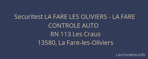 Securitest LA FARE LES OLIVIERS - LA FARE CONTROLE AUTO