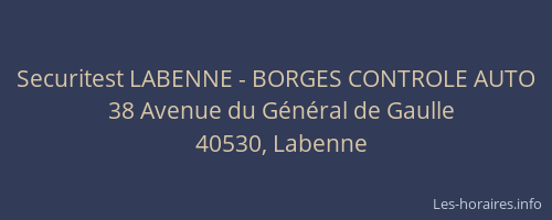 Securitest LABENNE - BORGES CONTROLE AUTO