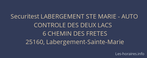 Securitest LABERGEMENT STE MARIE - AUTO CONTROLE DES DEUX LACS