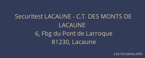 Securitest LACAUNE - C.T. DES MONTS DE LACAUNE