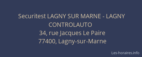 Securitest LAGNY SUR MARNE - LAGNY CONTROLAUTO