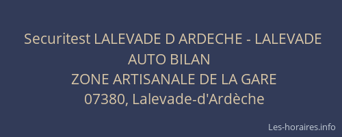 Securitest LALEVADE D ARDECHE - LALEVADE AUTO BILAN