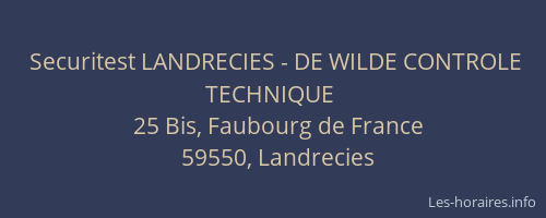 Securitest LANDRECIES - DE WILDE CONTROLE TECHNIQUE