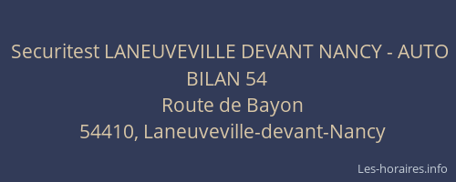 Securitest LANEUVEVILLE DEVANT NANCY - AUTO BILAN 54