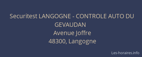 Securitest LANGOGNE - CONTROLE AUTO DU GEVAUDAN