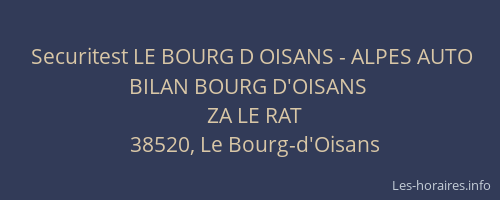 Securitest LE BOURG D OISANS - ALPES AUTO BILAN BOURG D'OISANS