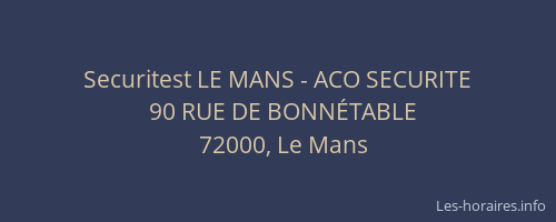 Securitest LE MANS - ACO SECURITE