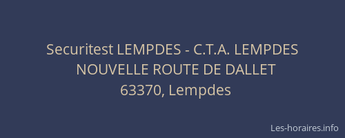 Securitest LEMPDES - C.T.A. LEMPDES