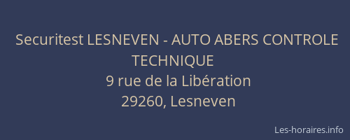 Securitest LESNEVEN - AUTO ABERS CONTROLE TECHNIQUE