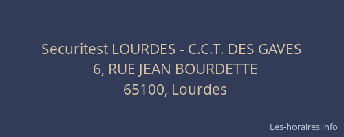 Securitest LOURDES - C.C.T. DES GAVES