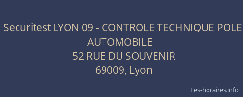 Securitest LYON 09 - CONTROLE TECHNIQUE POLE AUTOMOBILE