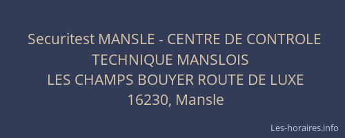 Securitest MANSLE - CENTRE DE CONTROLE TECHNIQUE MANSLOIS