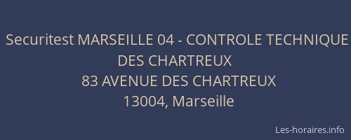 Securitest MARSEILLE 04 - CONTROLE TECHNIQUE DES CHARTREUX