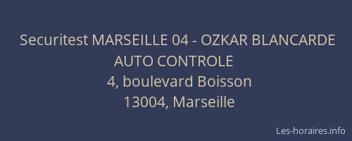Securitest MARSEILLE 04 - OZKAR BLANCARDE AUTO CONTROLE