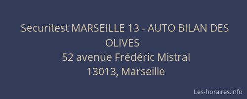 Securitest MARSEILLE 13 - AUTO BILAN DES OLIVES