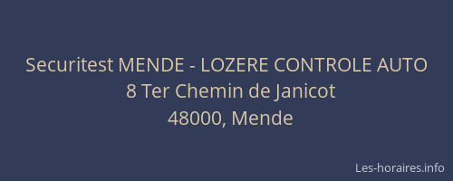 Securitest MENDE - LOZERE CONTROLE AUTO