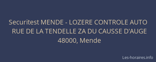 Securitest MENDE - LOZERE CONTROLE AUTO
