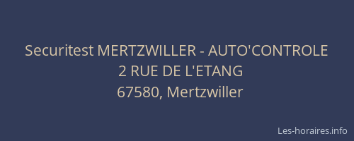 Securitest MERTZWILLER - AUTO'CONTROLE