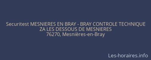 Securitest MESNIERES EN BRAY - BRAY CONTROLE TECHNIQUE