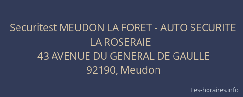 Securitest MEUDON LA FORET - AUTO SECURITE LA ROSERAIE