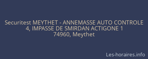 Securitest MEYTHET - ANNEMASSE AUTO CONTROLE