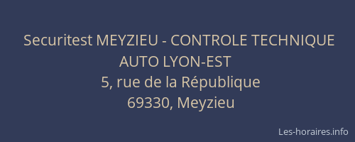 Securitest MEYZIEU - CONTROLE TECHNIQUE AUTO LYON-EST