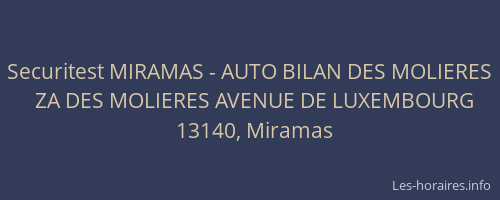 Securitest MIRAMAS - AUTO BILAN DES MOLIERES