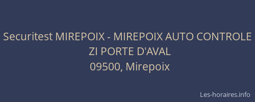 Securitest MIREPOIX - MIREPOIX AUTO CONTROLE