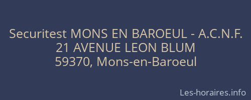 Securitest MONS EN BAROEUL - A.C.N.F.