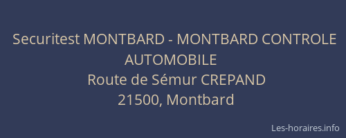 Securitest MONTBARD - MONTBARD CONTROLE AUTOMOBILE