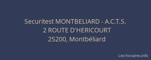 Securitest MONTBELIARD - A.C.T.S.