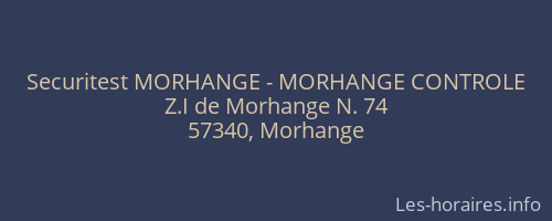 Securitest MORHANGE - MORHANGE CONTROLE
