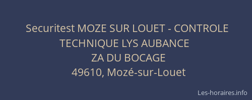 Securitest MOZE SUR LOUET - CONTROLE TECHNIQUE LYS AUBANCE