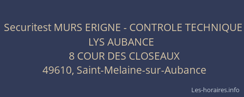 Securitest MURS ERIGNE - CONTROLE TECHNIQUE LYS AUBANCE