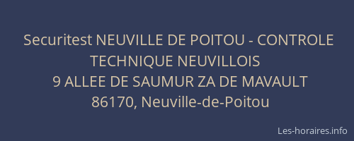 Securitest NEUVILLE DE POITOU - CONTROLE TECHNIQUE NEUVILLOIS