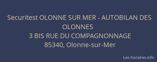 Securitest OLONNE SUR MER - AUTOBILAN DES OLONNES