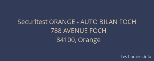 Securitest ORANGE - AUTO BILAN FOCH