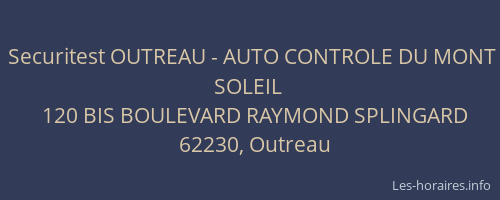 Securitest OUTREAU - AUTO CONTROLE DU MONT SOLEIL