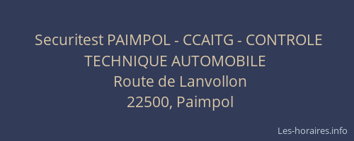 Securitest PAIMPOL - CCAITG - CONTROLE TECHNIQUE AUTOMOBILE