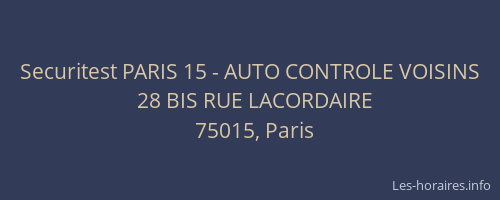 Securitest PARIS 15 - AUTO CONTROLE VOISINS