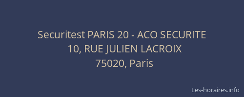 Securitest PARIS 20 - ACO SECURITE